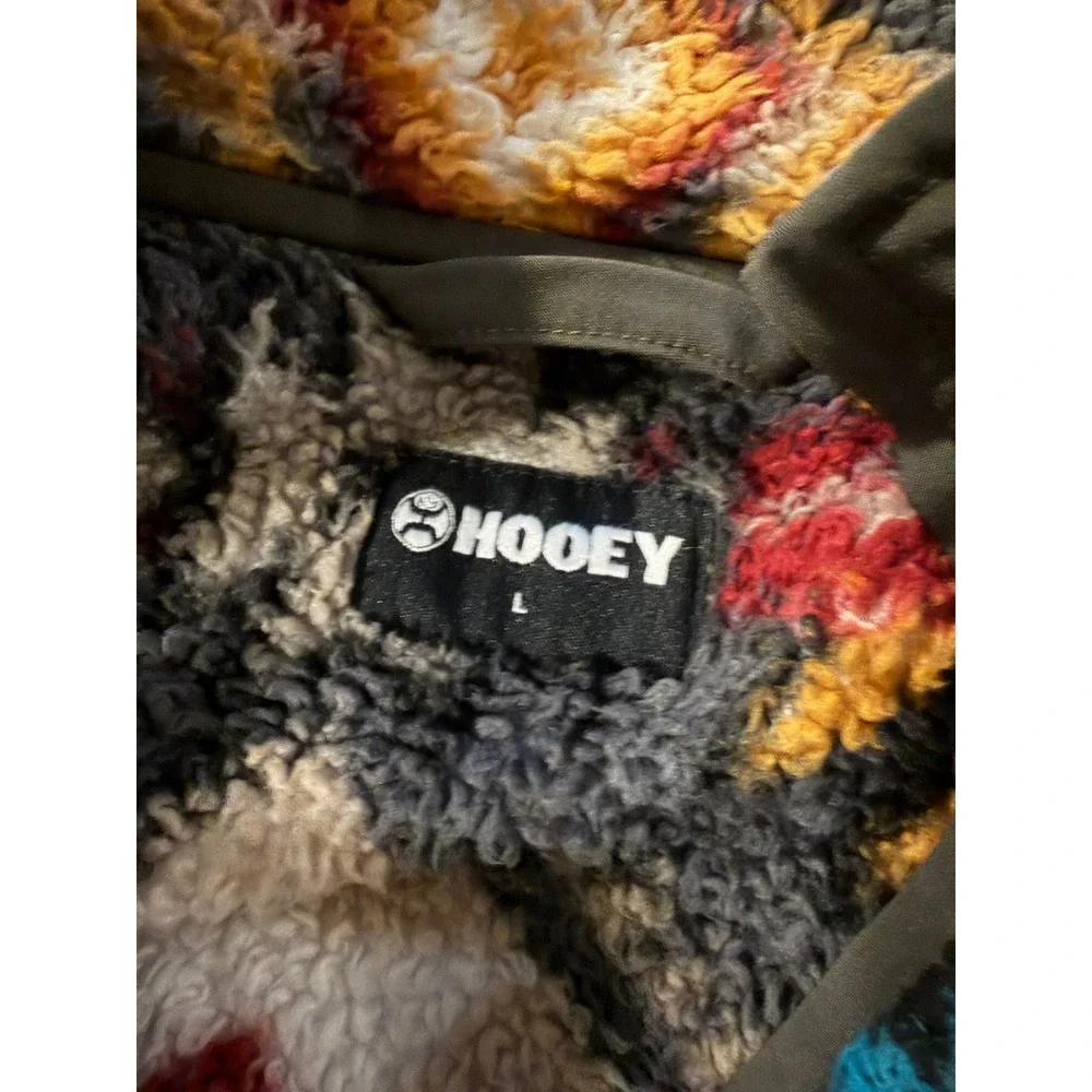 Hooey Boys Aztec Southwestern Sherpa Fleece Quarter Zip Pullover Grey Large
